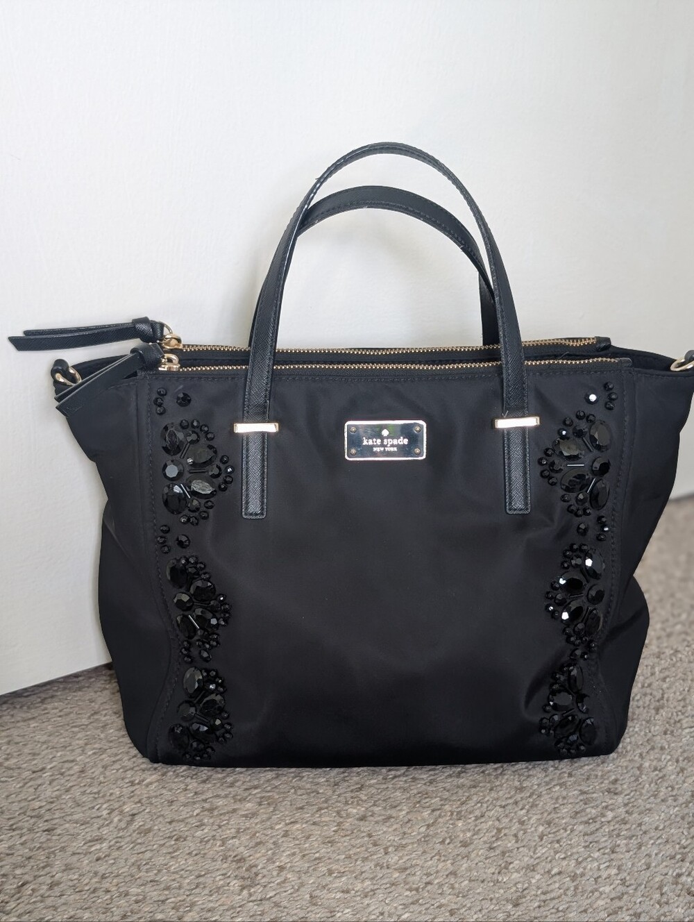 kate spade Black Beaded Nylon Tote